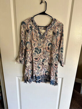 Magnolia Grace Paisley Tunic in Pink & Blue
